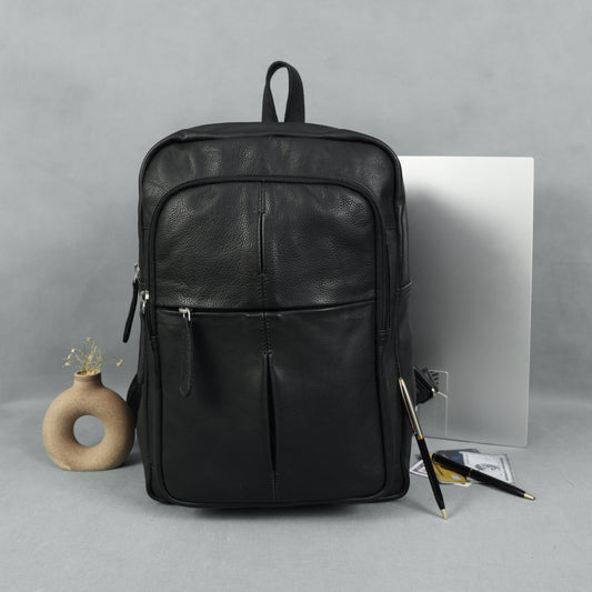 Unisex Black Genuine Leather Backpack – Sleek, Durable & Timeless.BG-1630