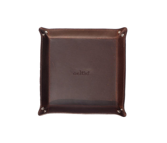  Dark Brown Color Pure Leather Tray For Office Use - INDIA