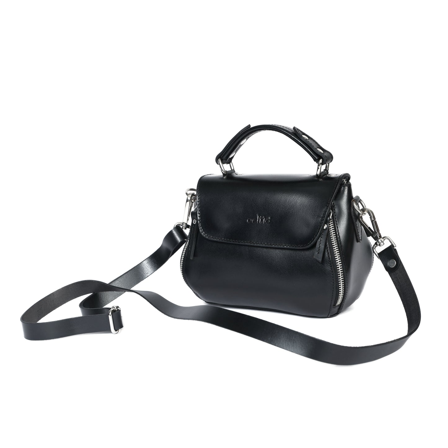 Premium Genuine Leather Top-Handle Handbag with Flap Closure & Zip Compartments