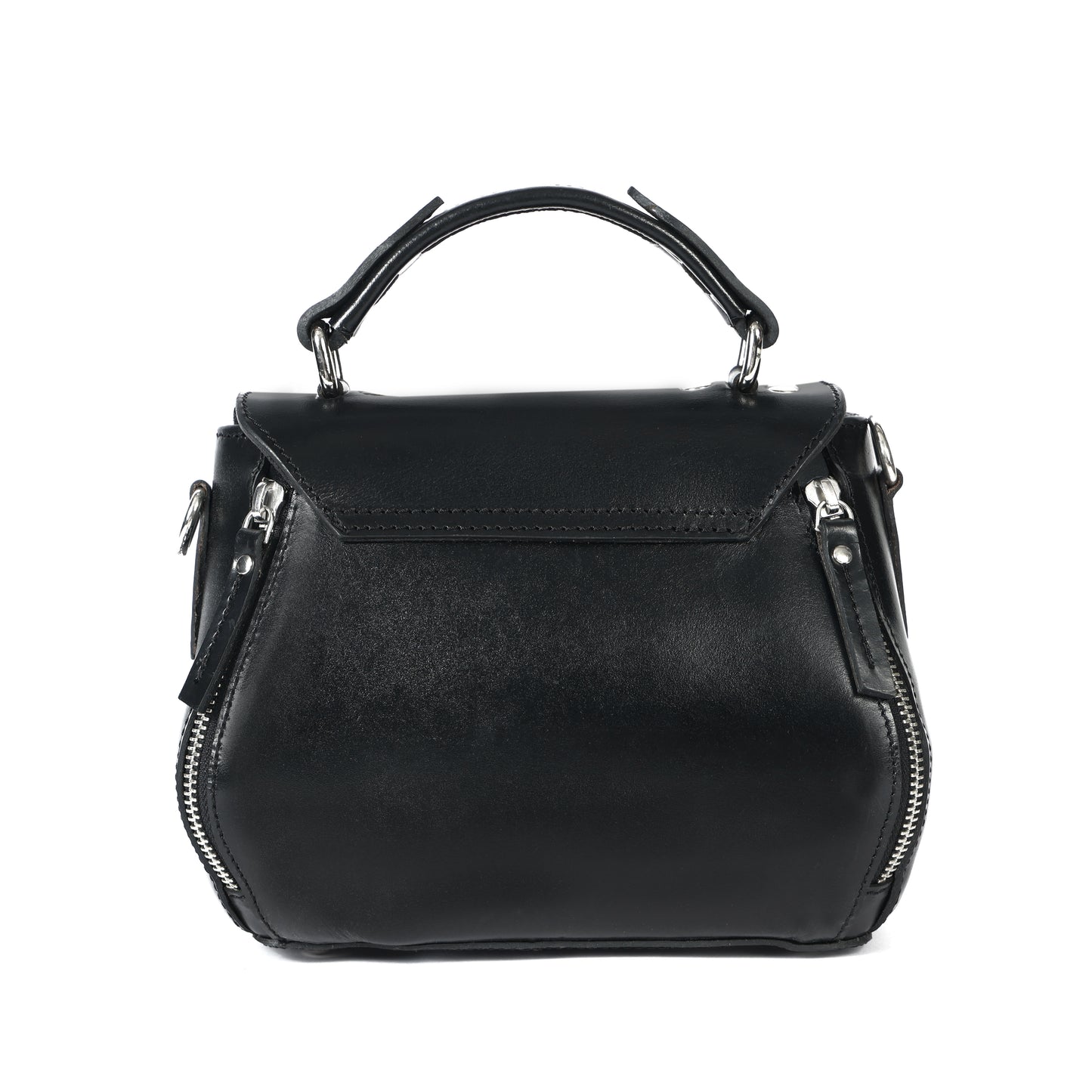 Premium Genuine Leather Top-Handle Handbag with Flap Closure & Zip Compartments