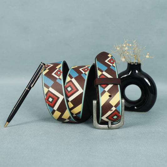 Multicolor Digital Print Belt – Stylish & Adjustable Fashion Accessory for Men & Women.LB-885