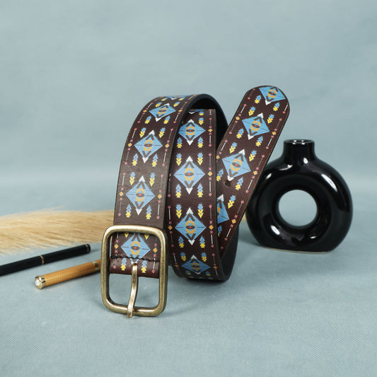 Stylish Blue Digital Print Belt – Trendy & Adjustable Fashion Accessory.LB-887