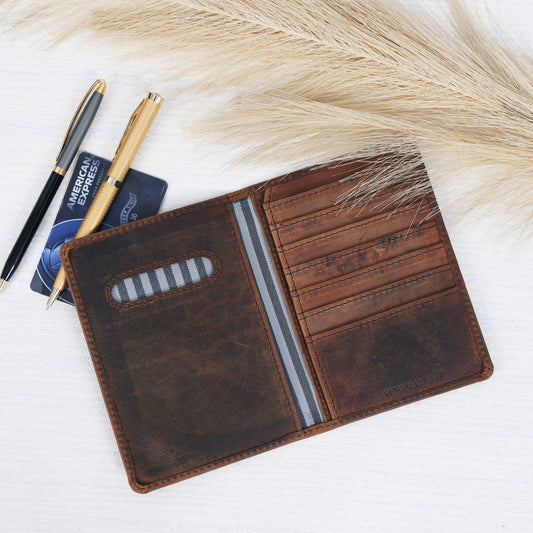 Premium Brown Leather Passport Case – Stylish & Durable Travel Wallet.LA-1418