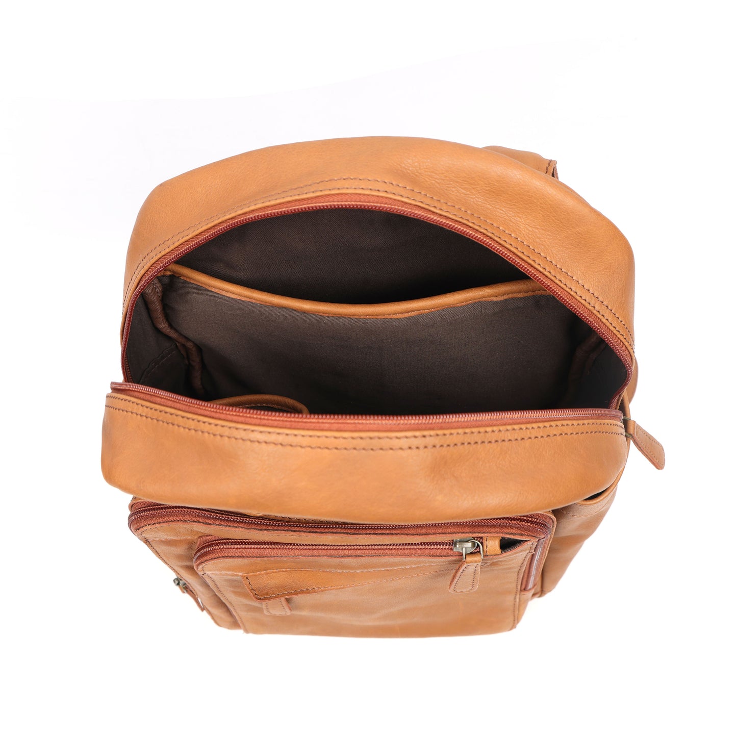 Elegant Soft Tan Leather Backpack  Stylish, Versatile, and Organized  ART:- BG-1638