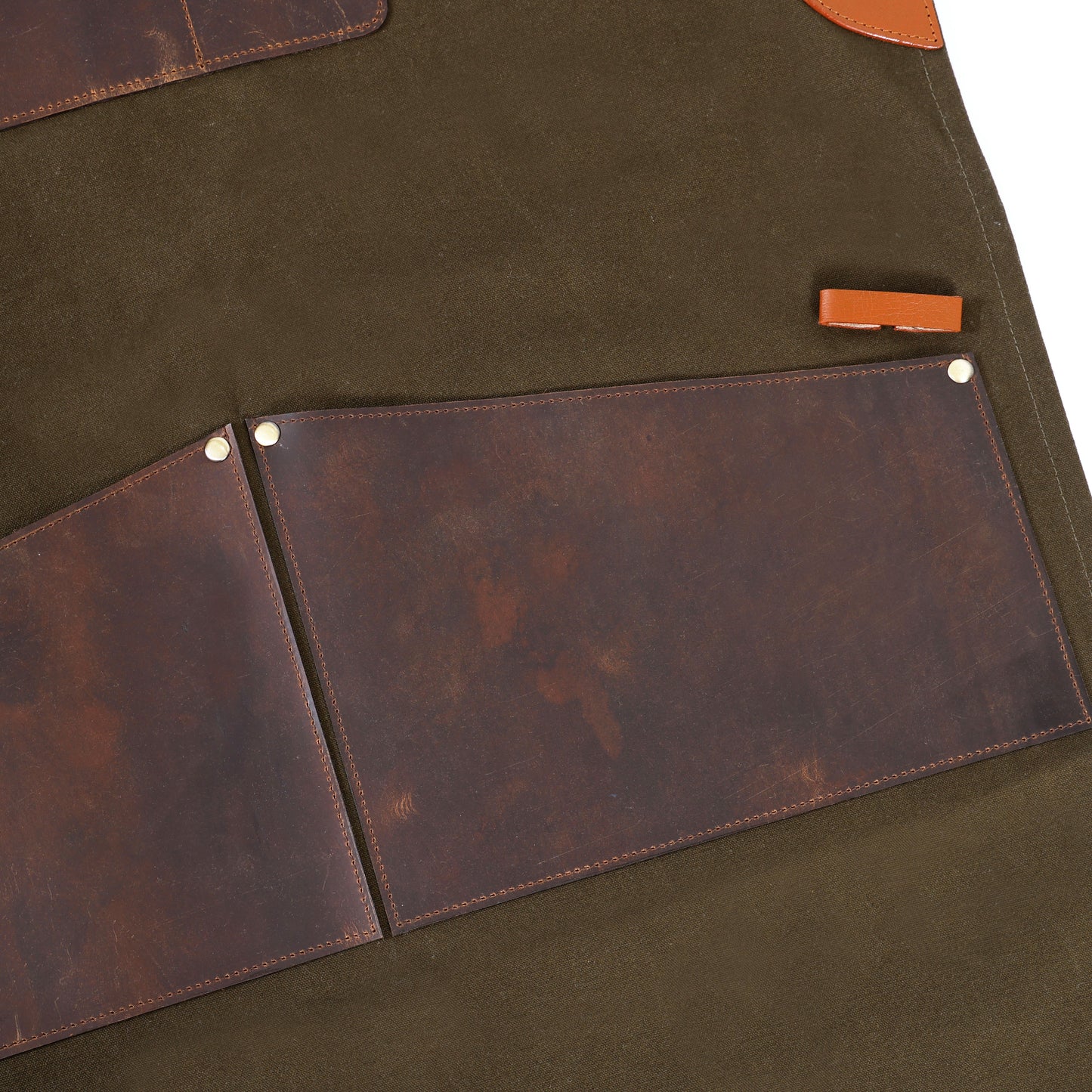 Premium Genuine Leather & Canvas Bib Apron – Brown & Green Buckle Design