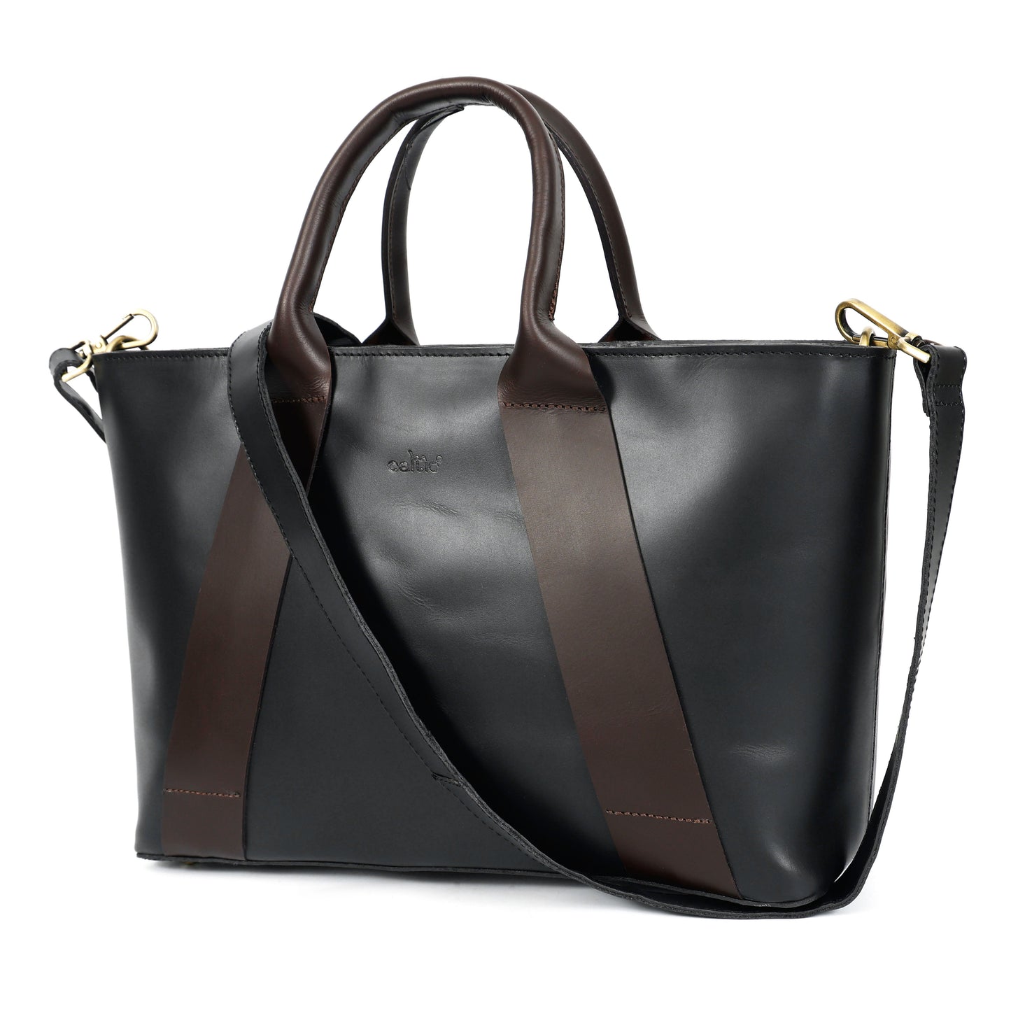 Premium Two-Tone Leather Handbag with Detachable Sling Art:-BG-1678
