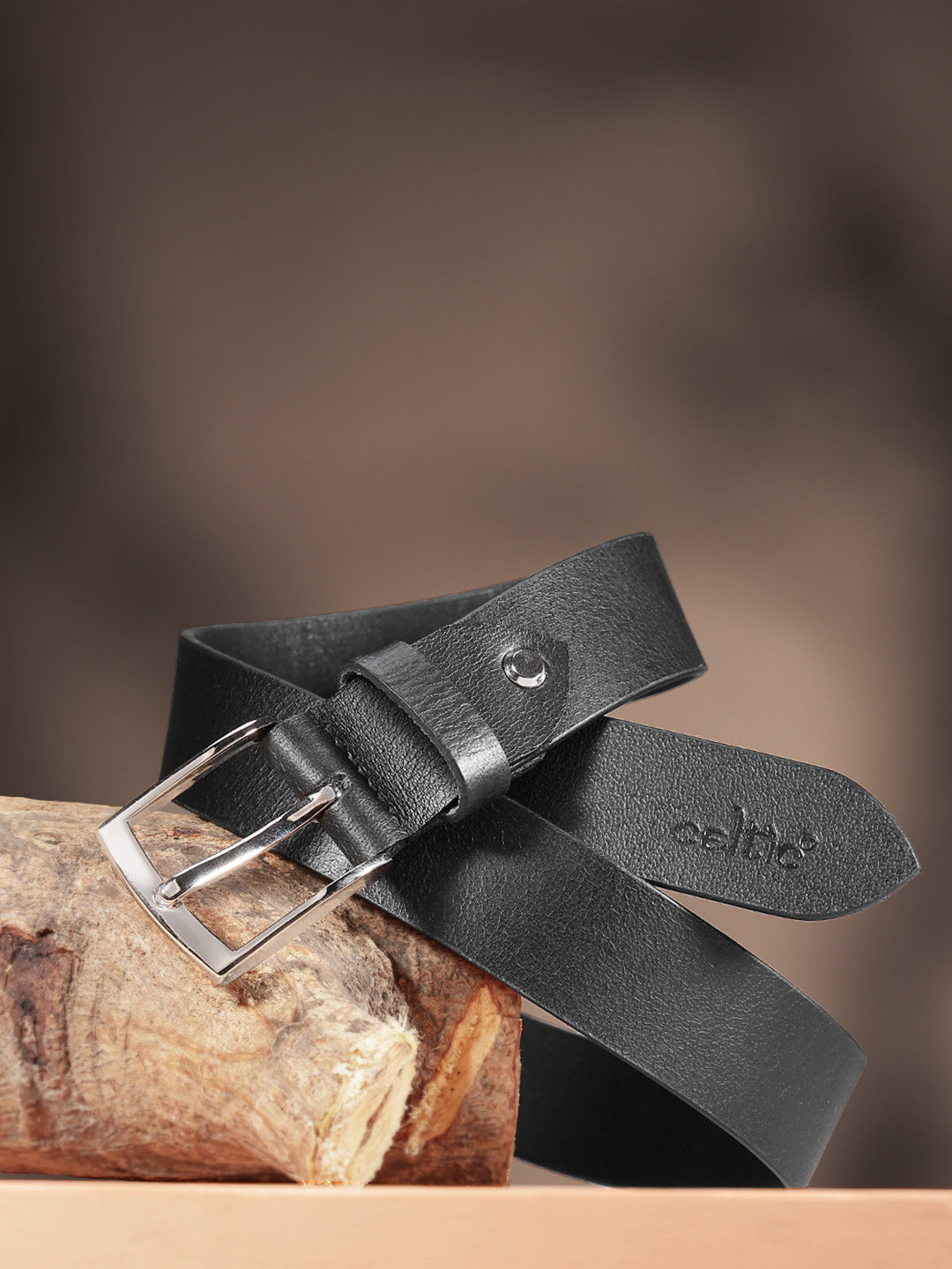 Genuine Leather Black Waist Accessory Chrome Buckle Formal Casual Style