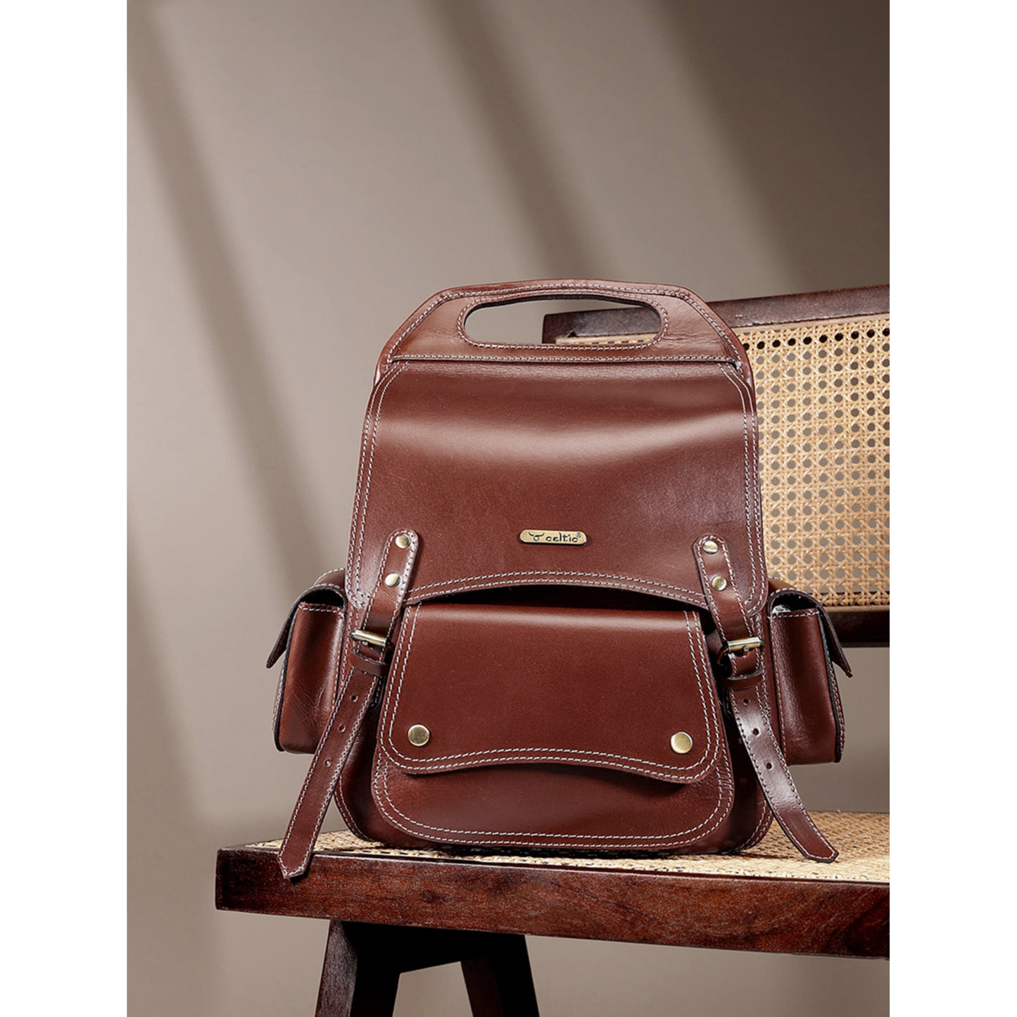 Premium Genuine Leather Vintage Backpack with Adjustable Straps Travel Bag