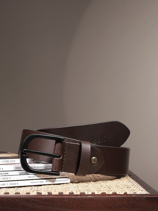 Genuine Leather Black Waist Accessory Durable Metal Buckle Formal Casual Wear