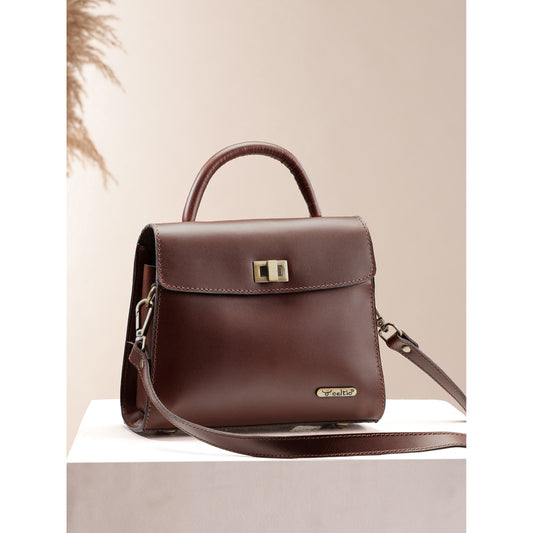 Premium Genuine Leather Handbag with Top Handle & Crossbody Strap