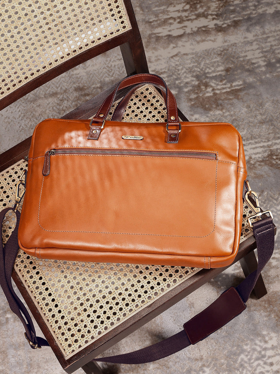 Premium Genuine Leather Business Messenger Laptop Bag