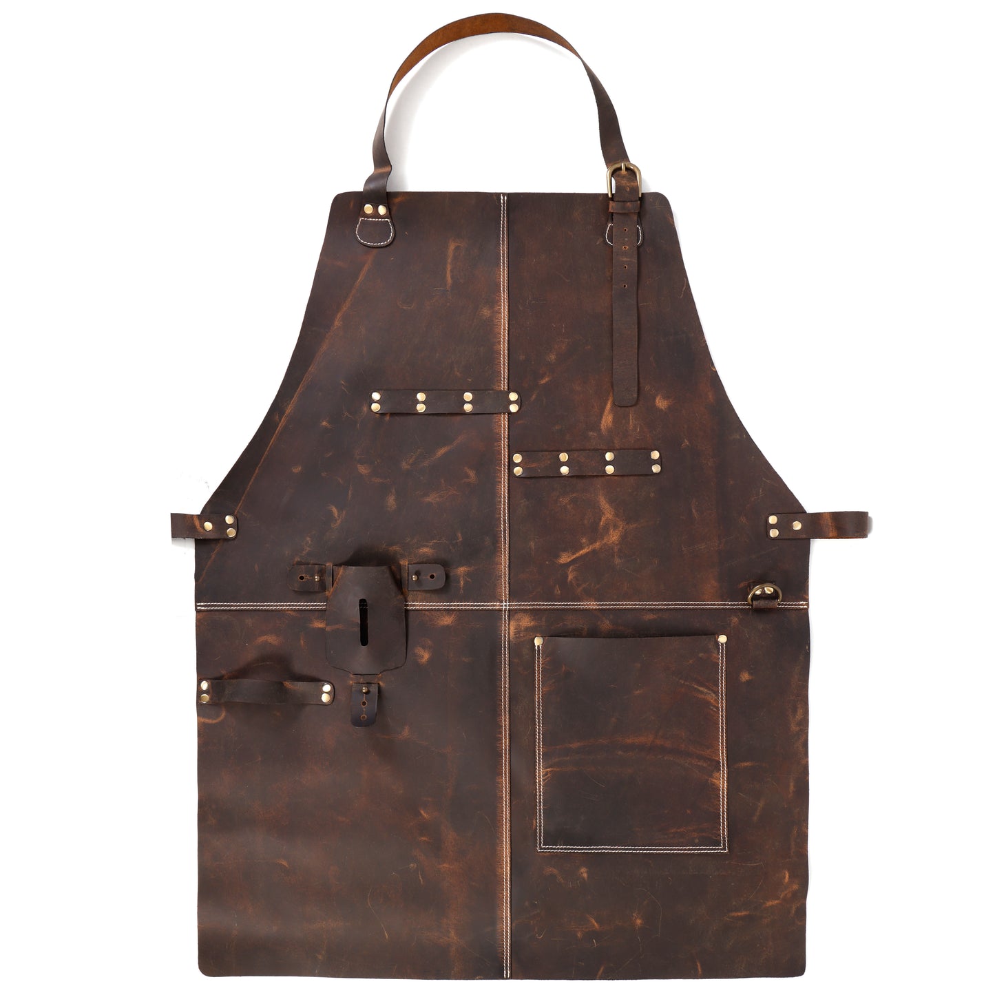 Premium Genuine Leather Brown Bib Apron