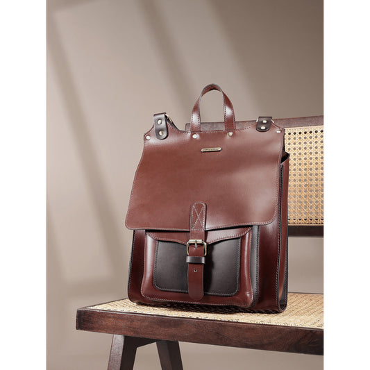 Premium Genuine Leather Everyday Backpack with Secure Flap Closure