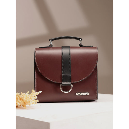 Premium Genuine Leather Mini Handbag for Women | Top Handle & Detachable Sling