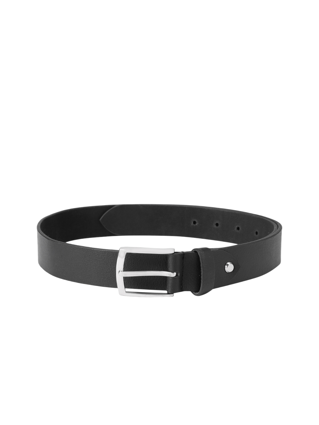 Genuine Leather Black Waist Accessory Chrome Buckle Formal Casual Style