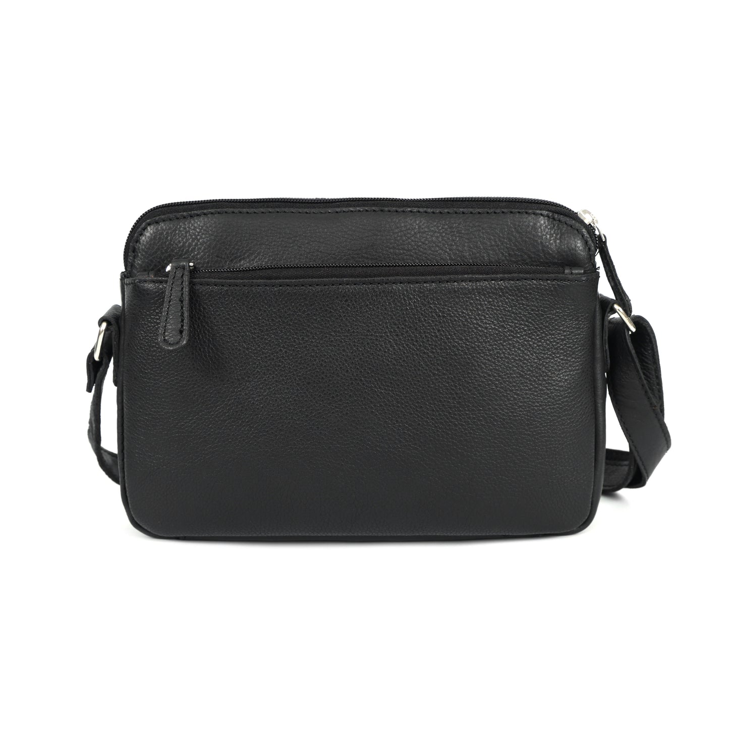 Black textured Leather Crossbody Sling Bag – Compact & Chic