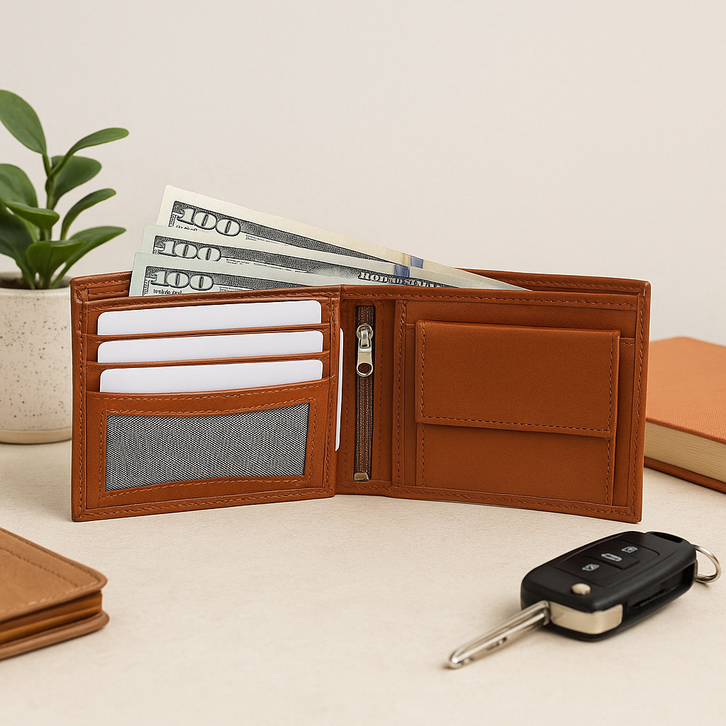 Tan Color Pure Leather Wallet For Men,  Art:- LA-1386