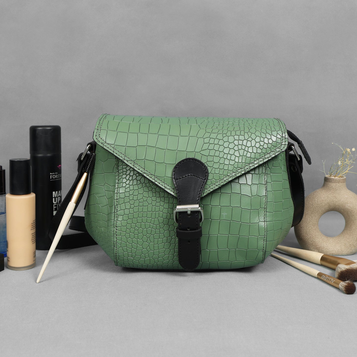 Elevate Your Style with Our Green Croco Leather Sling Bag. Art: BG-BG-1461 - Default Title