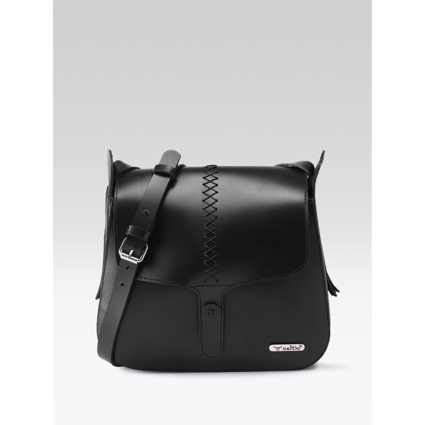 Premium Genuine Leather Sling Bag with Hand-Stitched Detail & Adjustable Strap