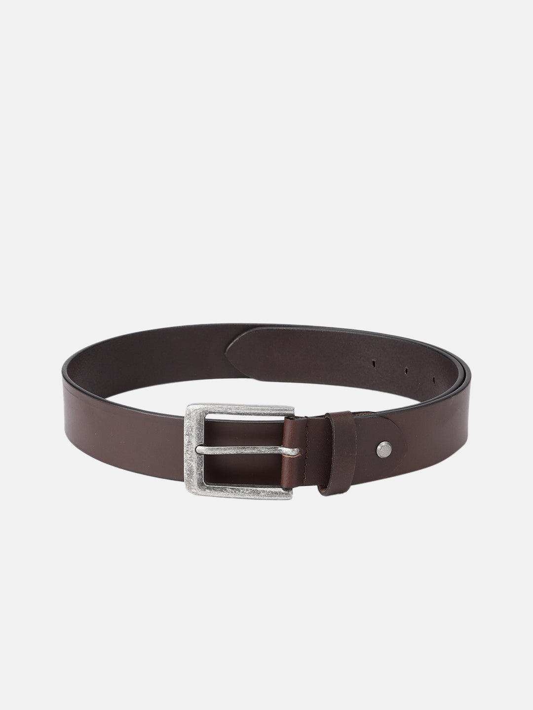 Unisex Genuine Leather Dark Brown Waist Accessory Antique Buckle Formal Casual Wear