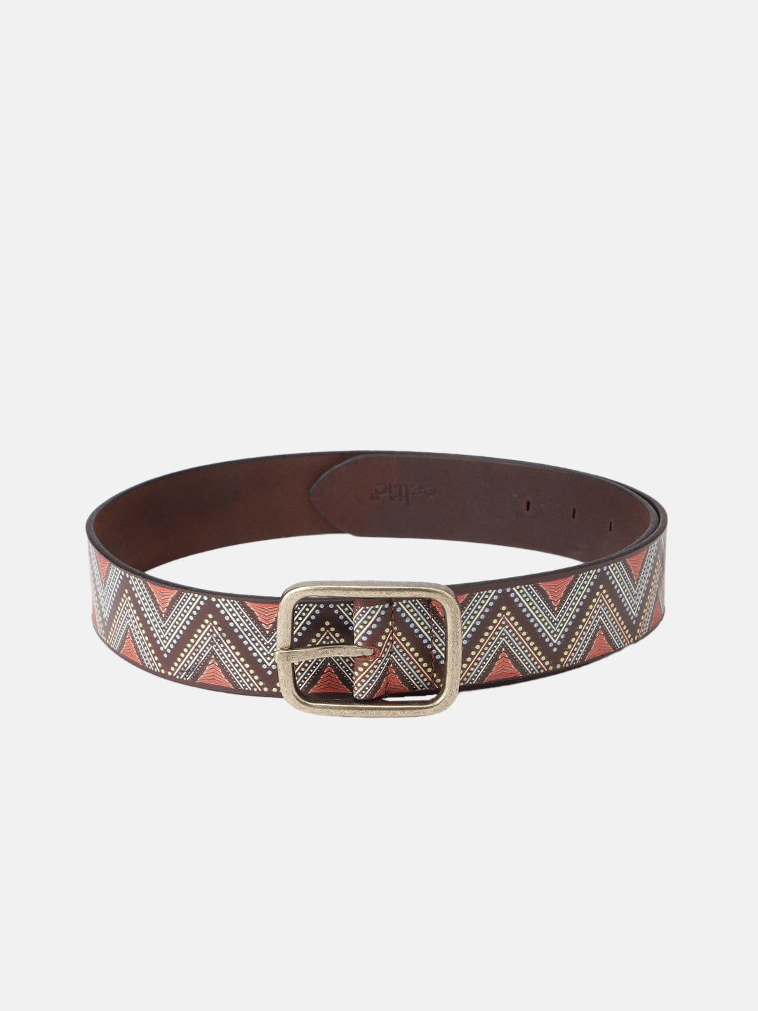 Unisex Genuine Leather Tribal Geometric Multicolor Waist Accessory Antique Buckle