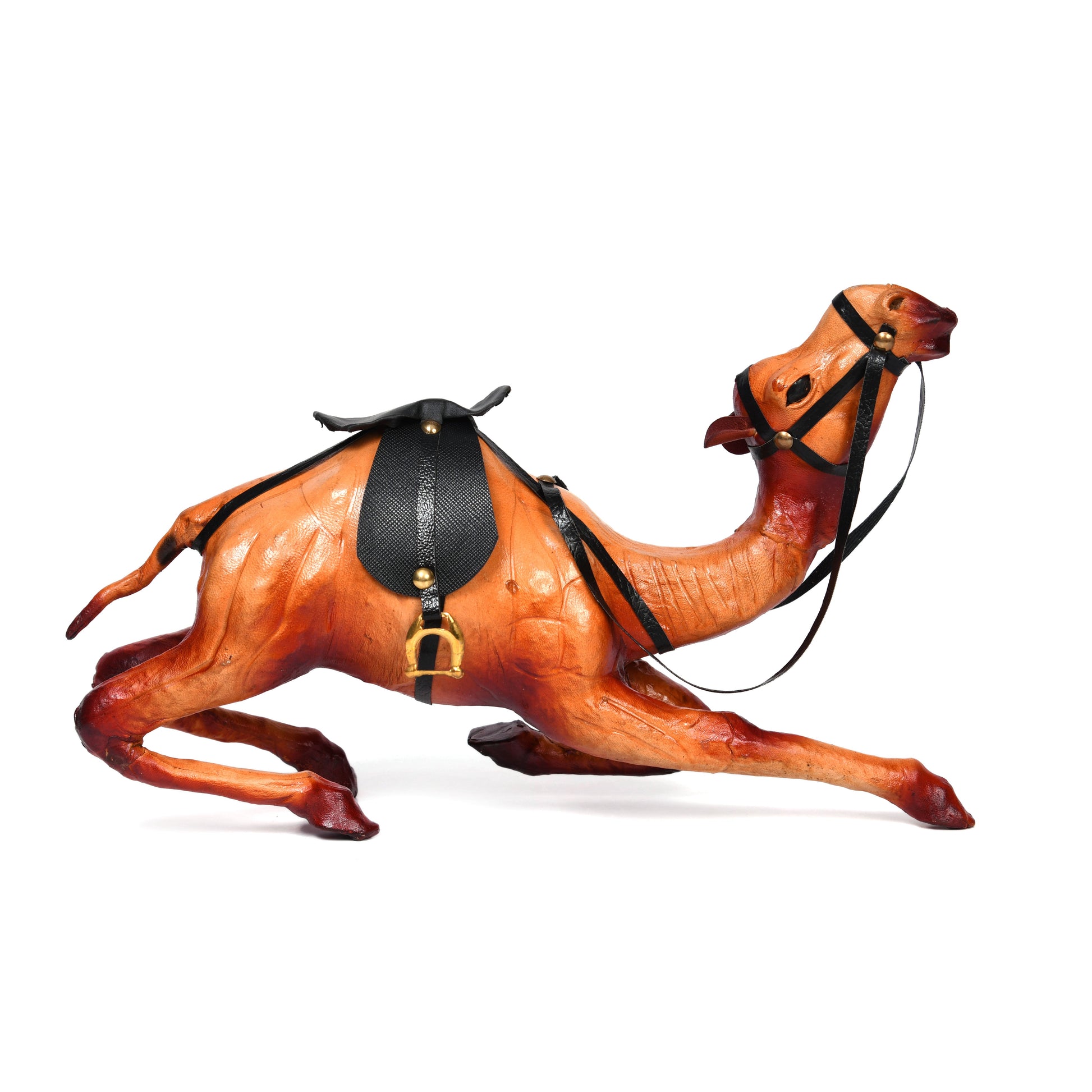 Handicraft Sitting Camel Leather Showpiece  Unique Artisan Decor, ART:-LA-04