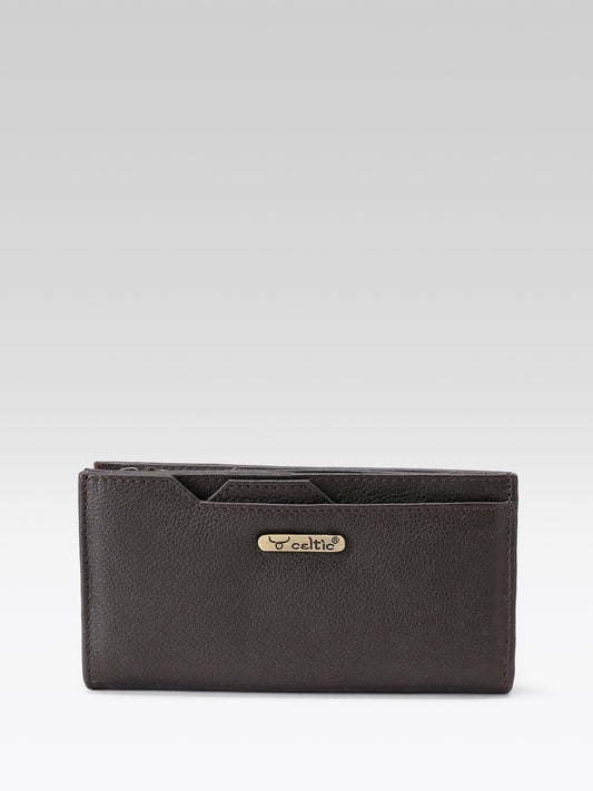 Premium Genuine Leather Long Wallet for Women with Multiple Card Slots & Zip Coin Pocket