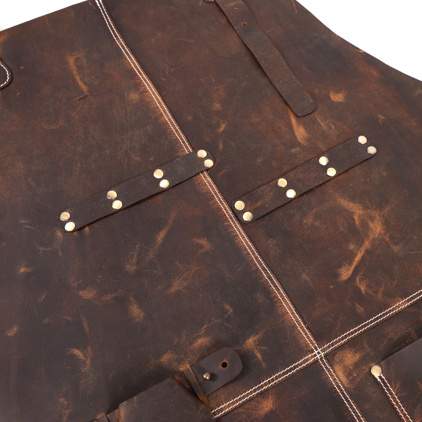 Premium Genuine Leather Brown Bib Apron