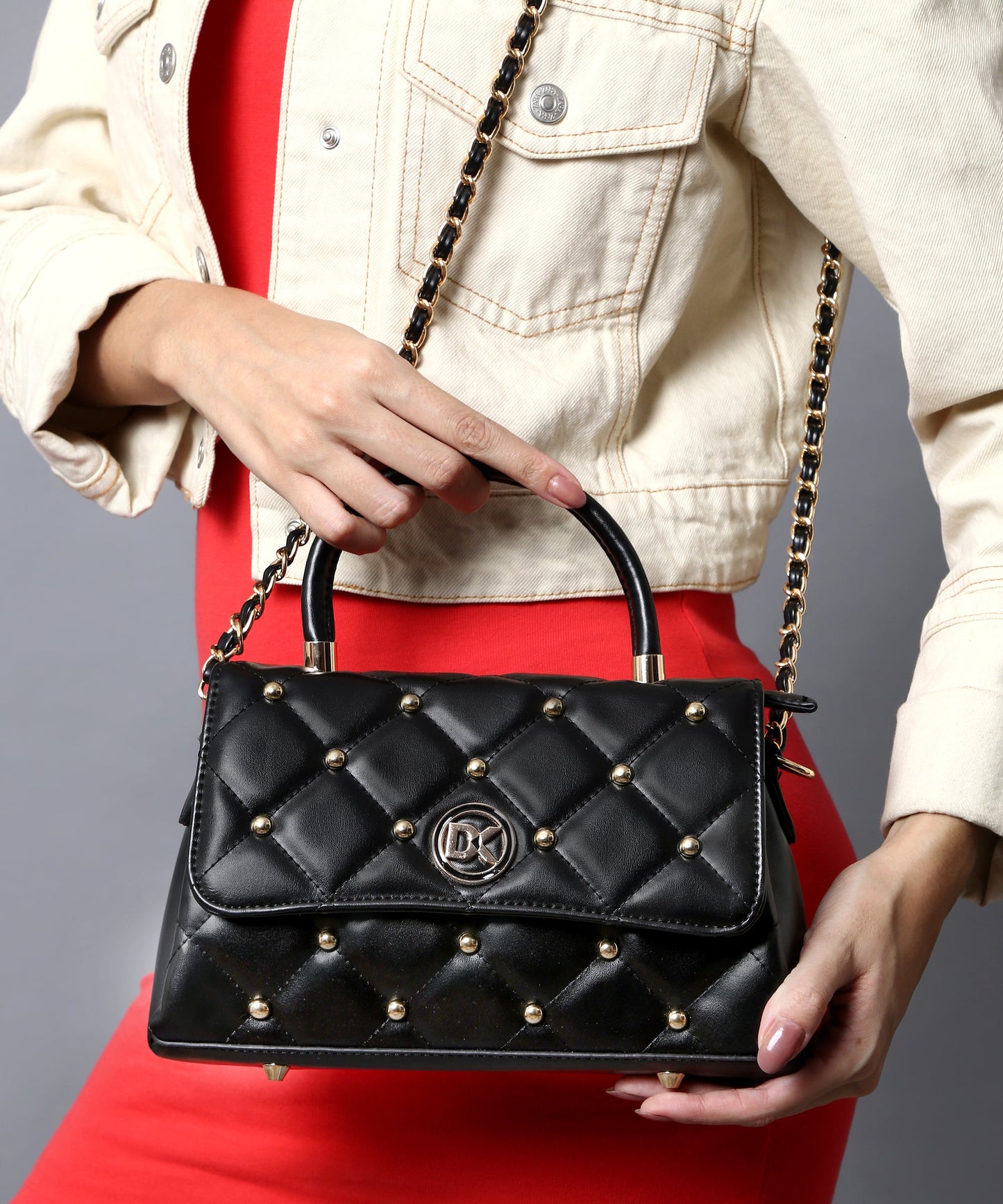Premium Synthetic Black Handbag  Elegant, Durable & Timeless Accessory, ART:-DK-2011