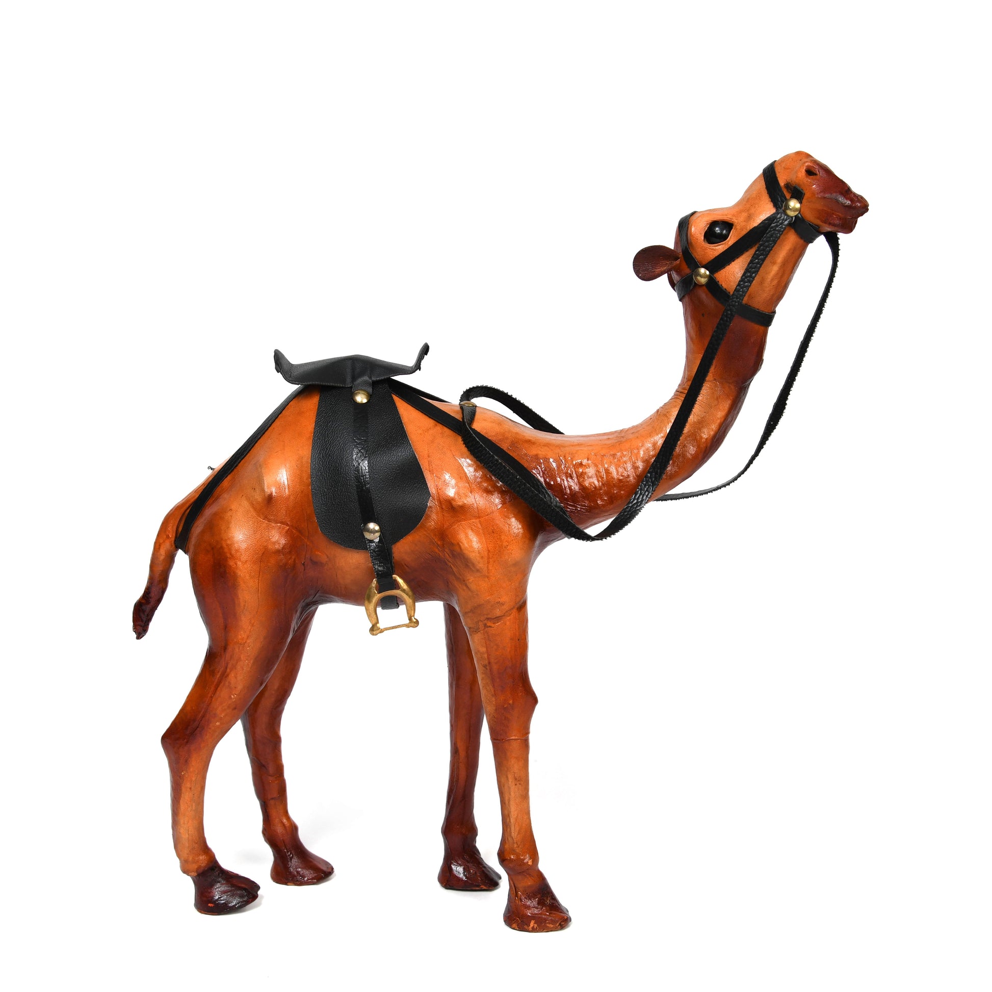 Handicraft Standing Camel Leather Showpiece  Exquisite Artisan Home Decor, ART:-LA-05