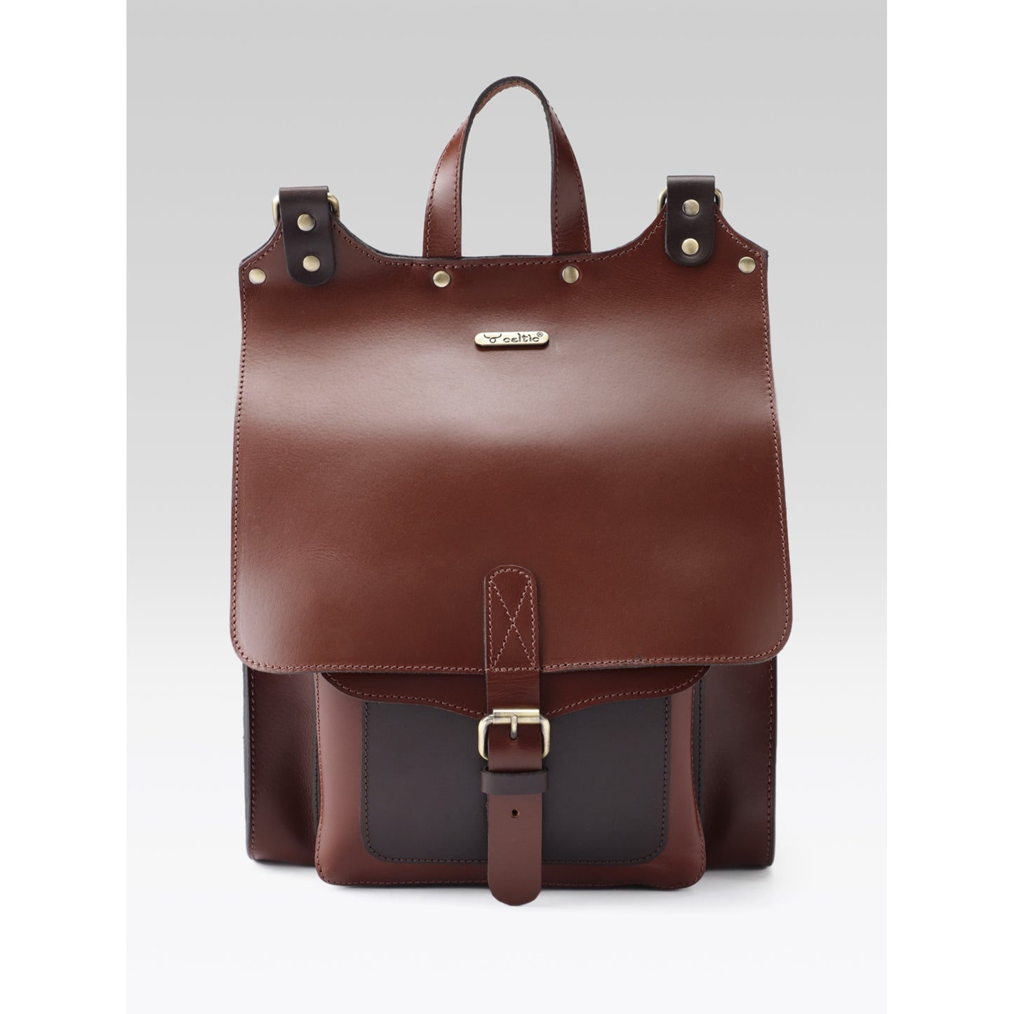 Premium Genuine Leather Everyday Backpack with Secure Flap Closure