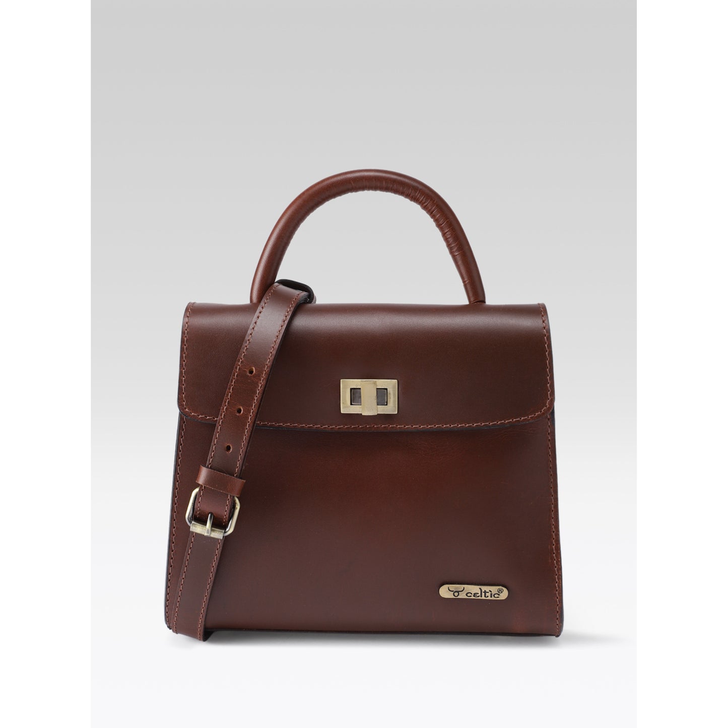 Premium Genuine Leather Handbag with Top Handle & Crossbody Strap