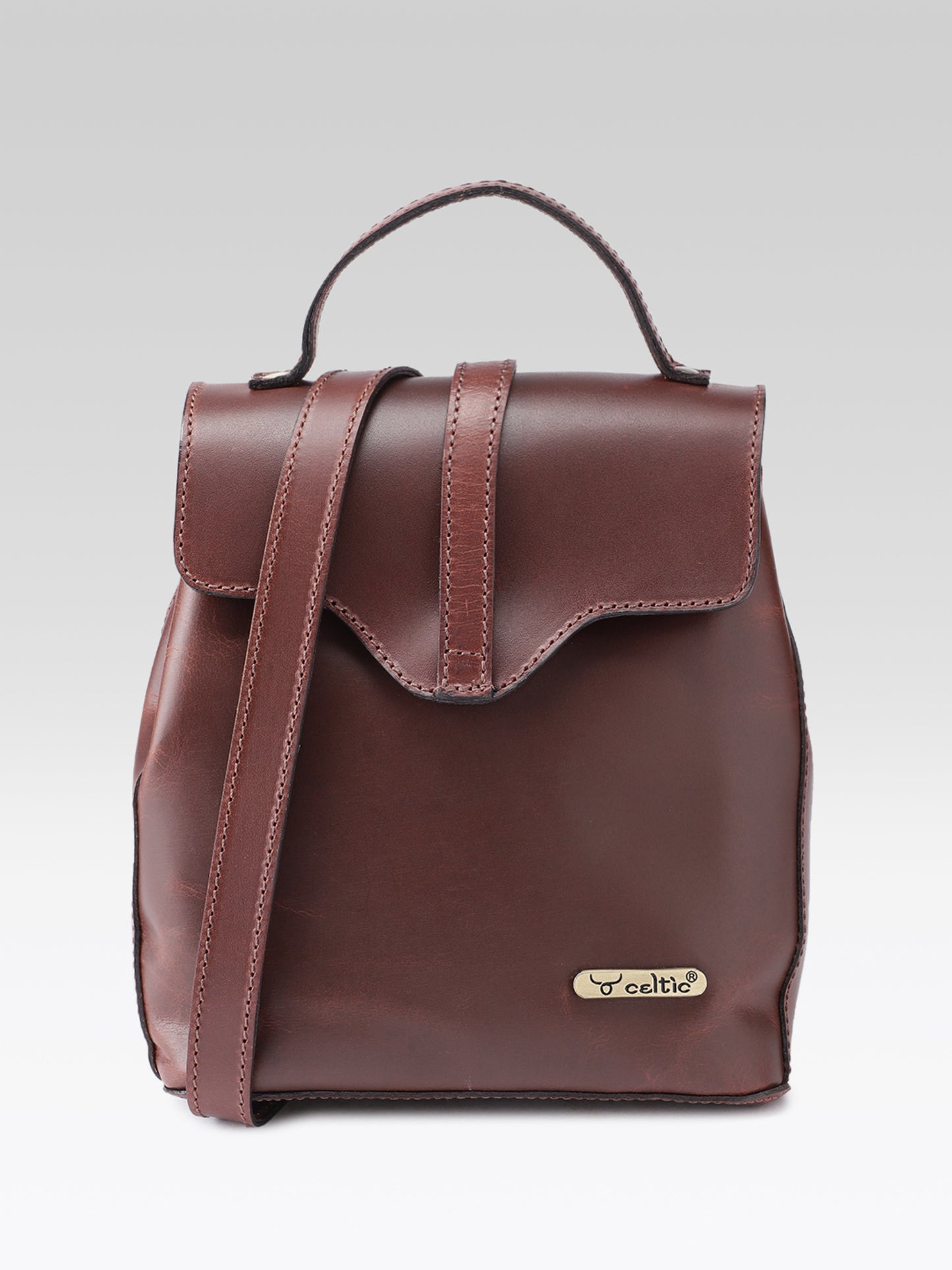 Premium Genuine Leather Mini Backpack for Women with Flap Closure