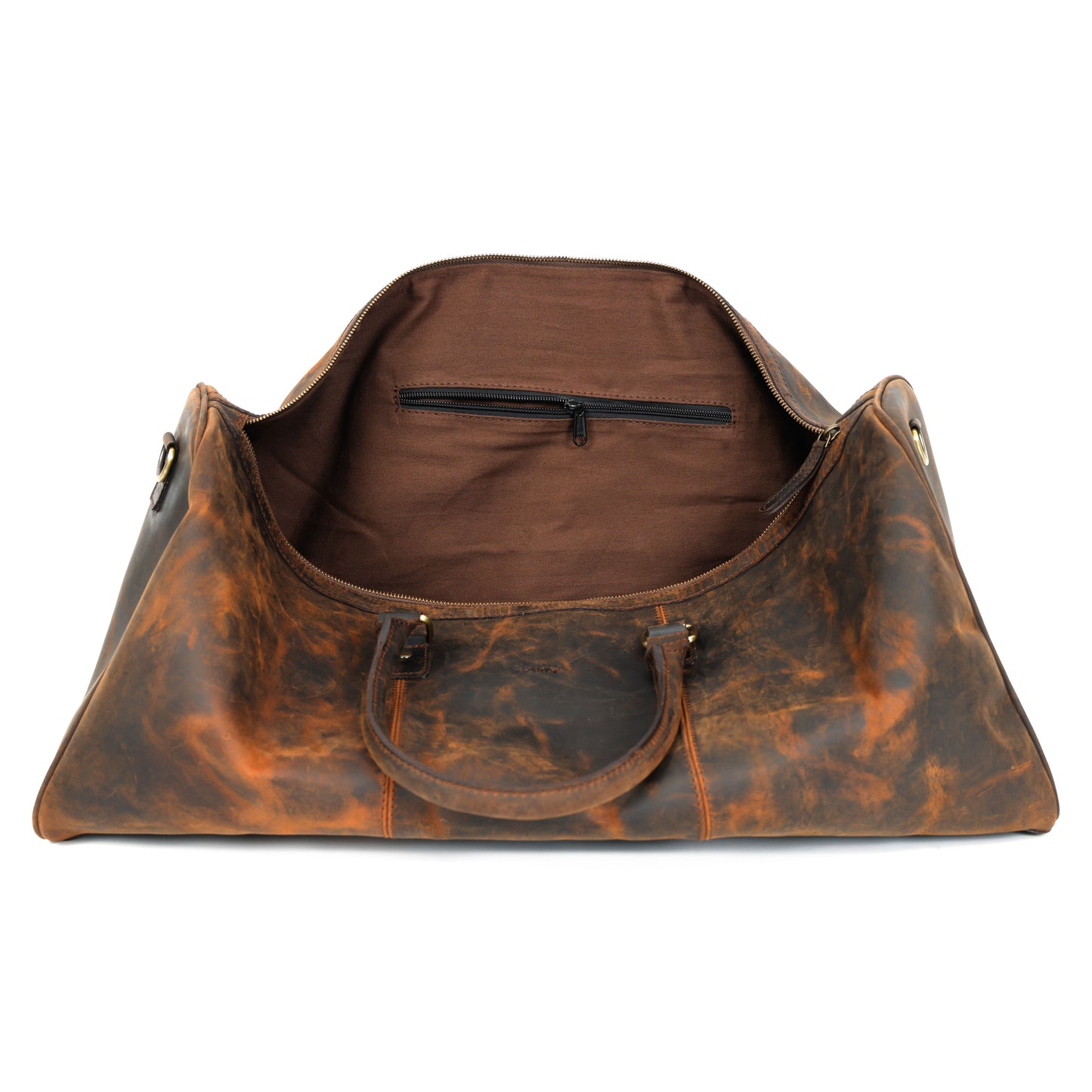 Premium Vintage Leather Travel Duffel Bag |Large Weekender with Shoulder Strap