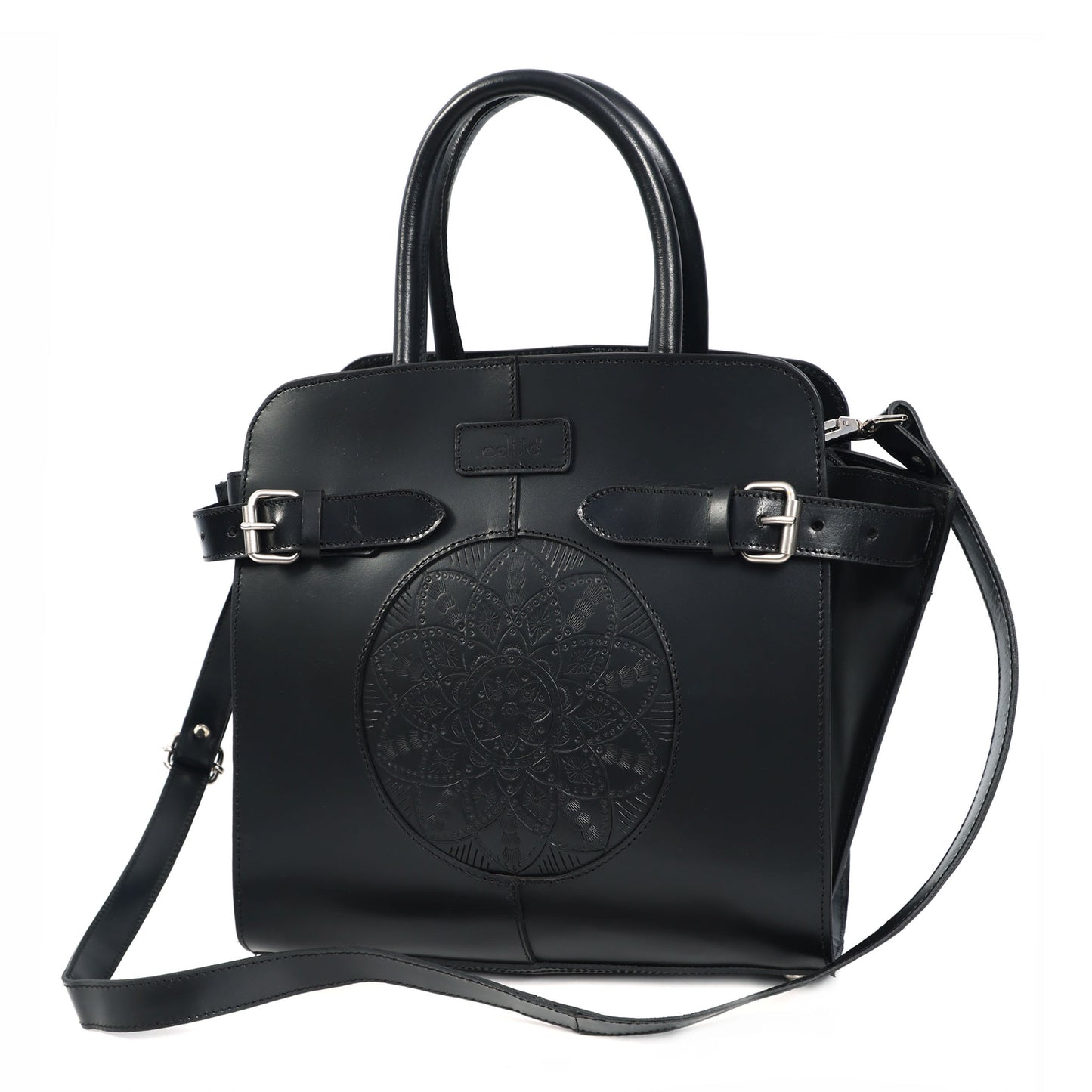 Premium Genuine Leather Satchel hand Bag with Embossed Front Panel