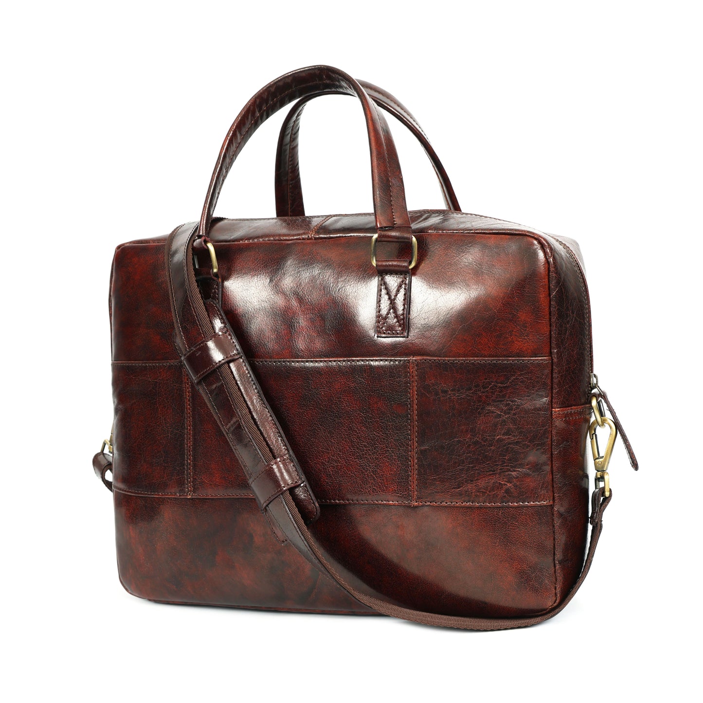 Luxury Brown Leather Laptop Briefcase – Executive Office & Travel Bag
