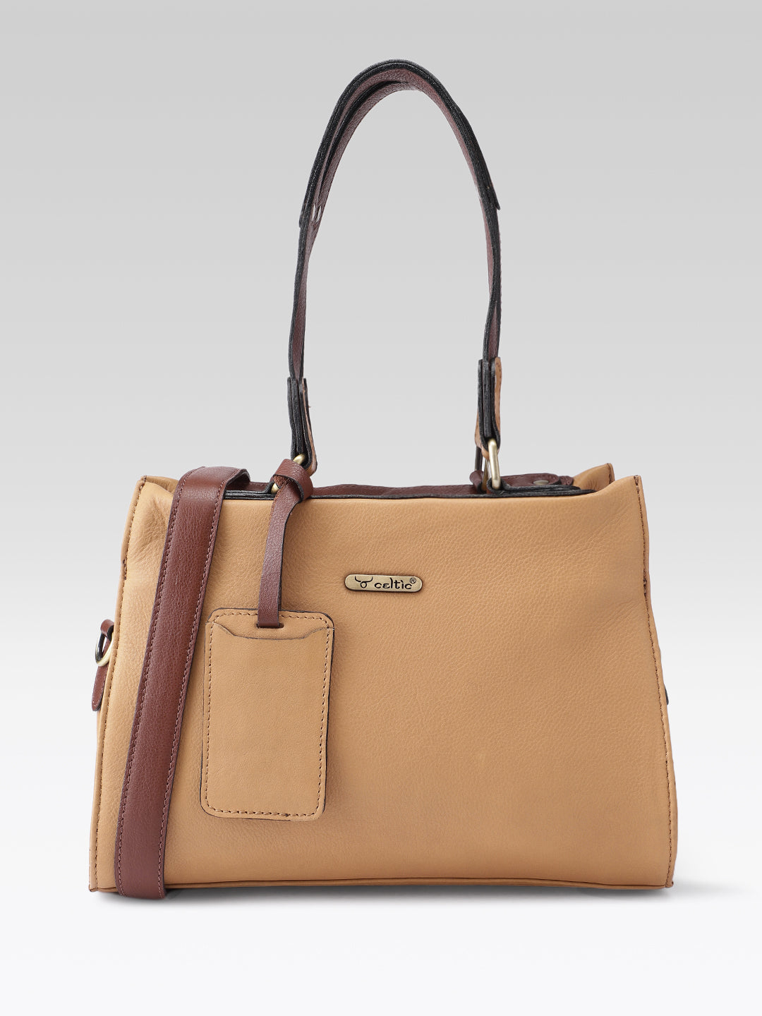 Premium Genuine Tan Leather 3-Piece Handbag Combo with Crossbody & Clutch
