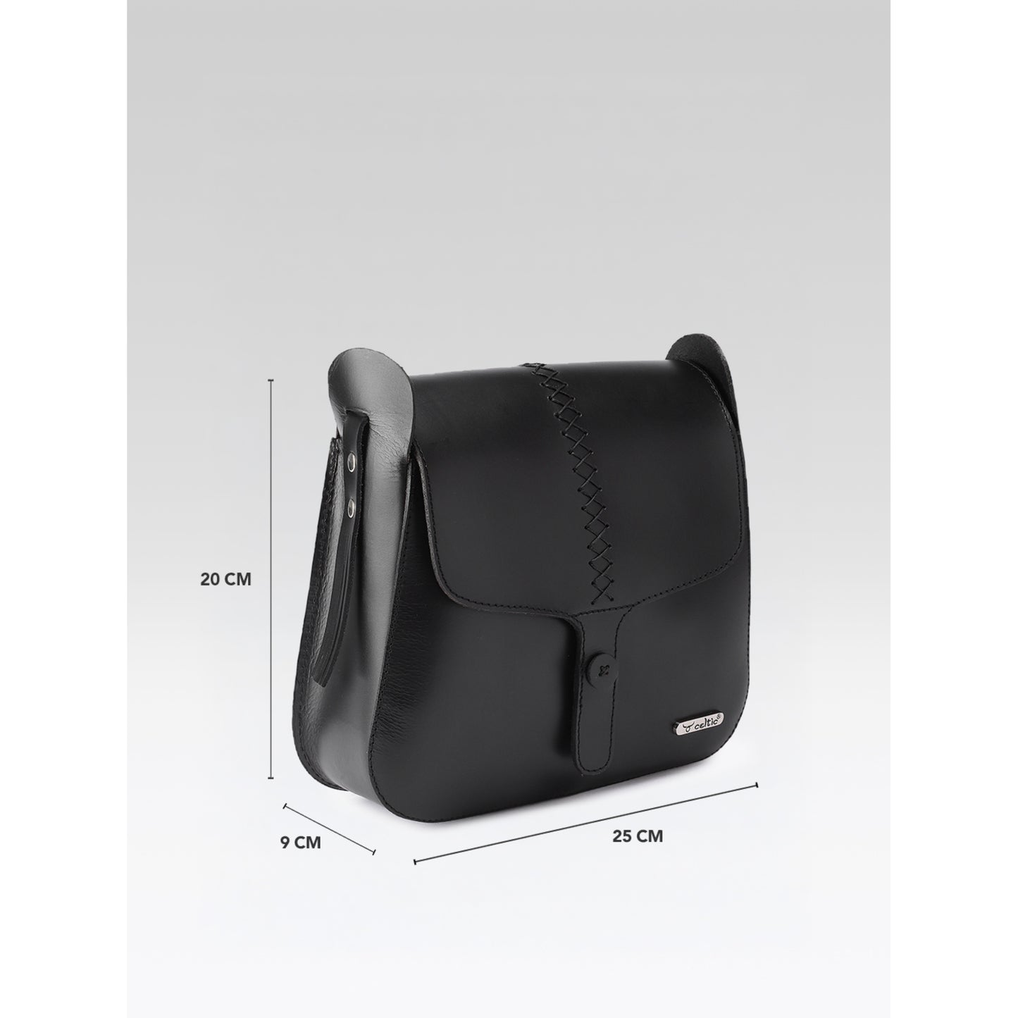 Premium Genuine Leather Sling Bag with Hand-Stitched Detail & Adjustable Strap