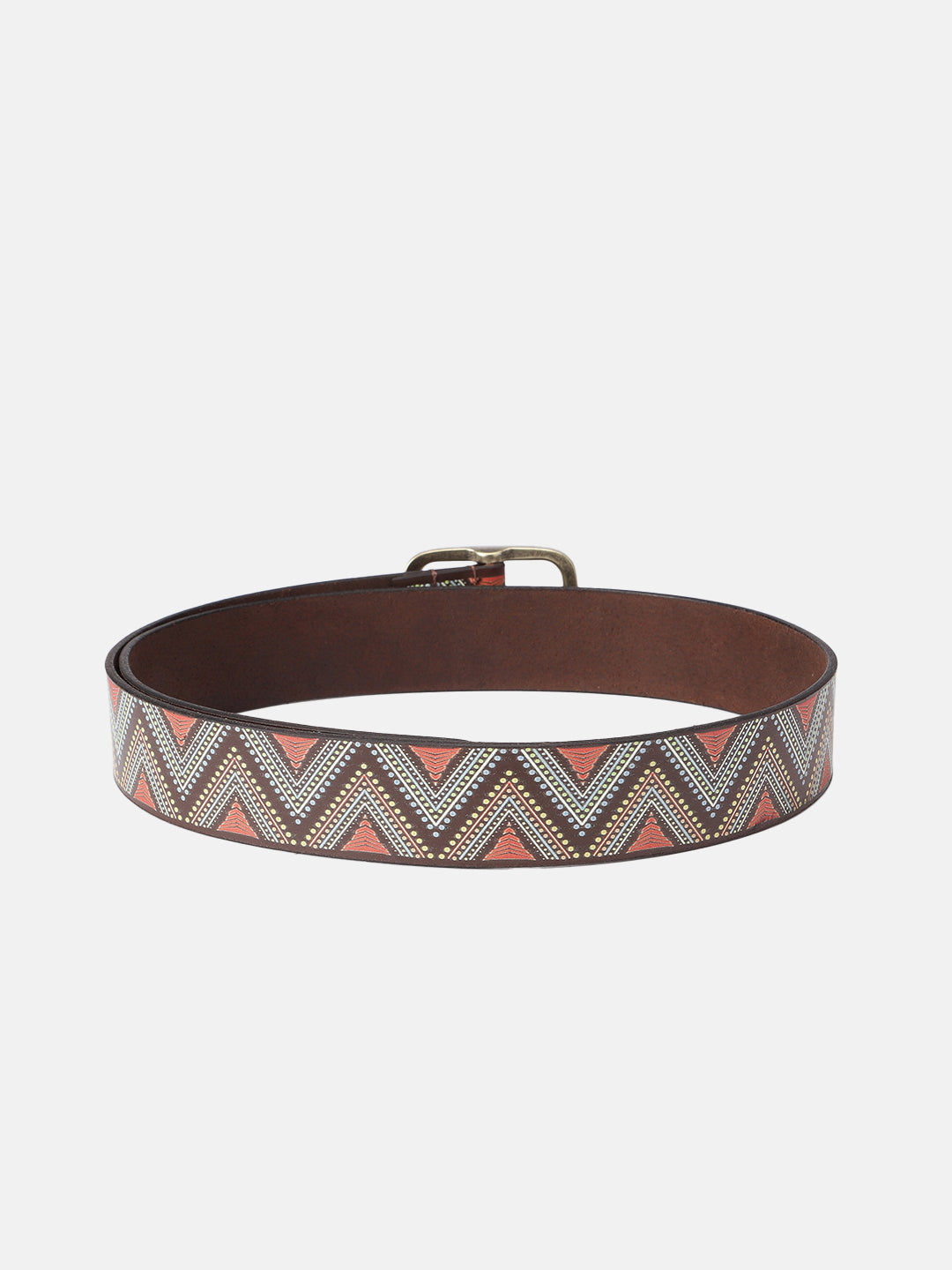 Unisex Genuine Leather Tribal Geometric Multicolor Waist Accessory Antique Buckle