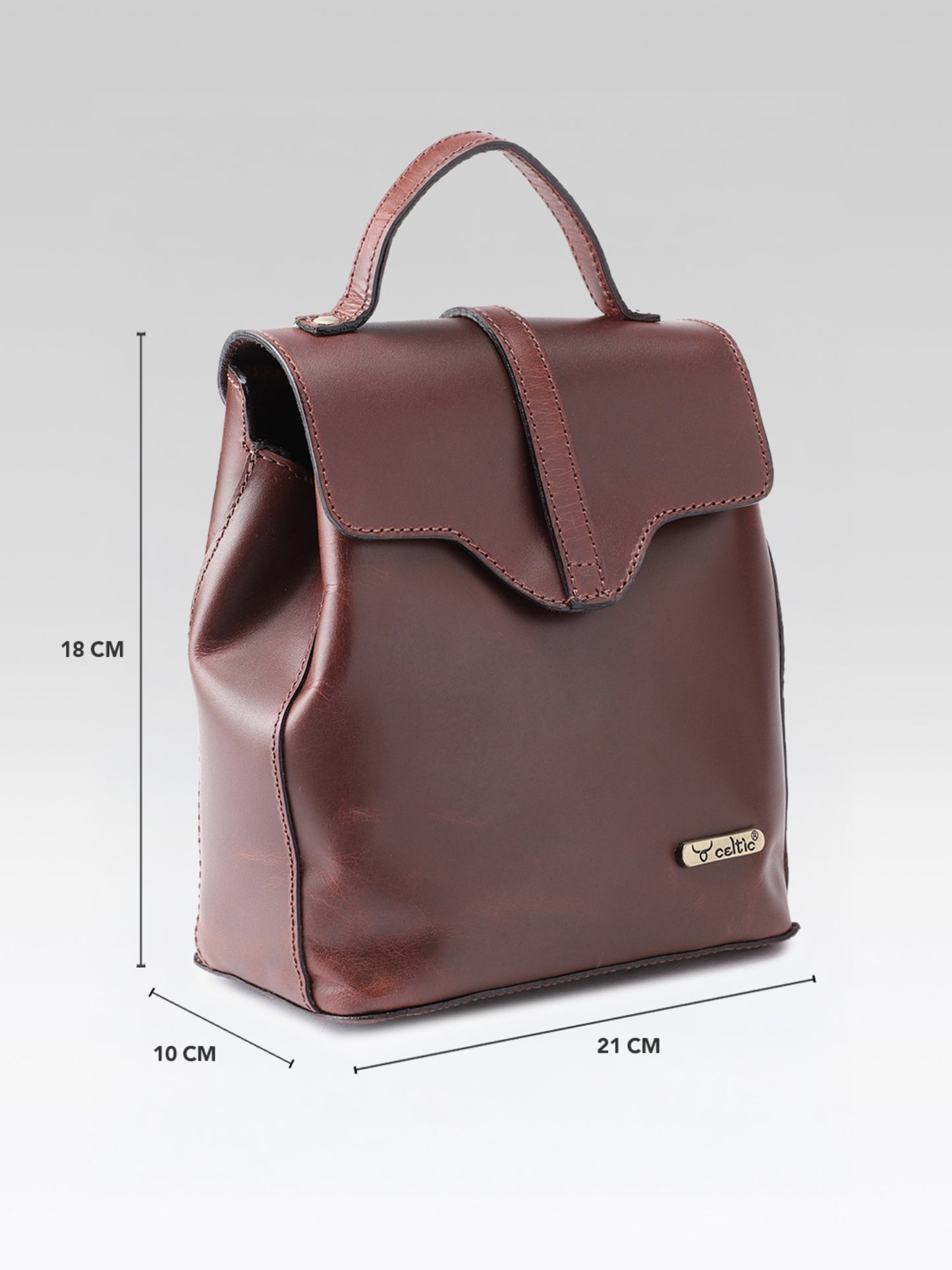 Premium Genuine Leather Mini Backpack for Women with Flap Closure