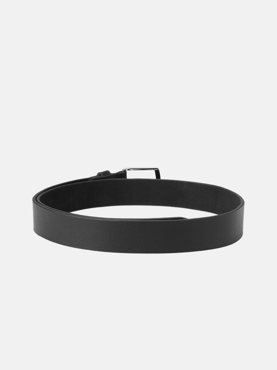 Genuine Leather Black Waist Accessory Chrome Buckle Formal Casual Style