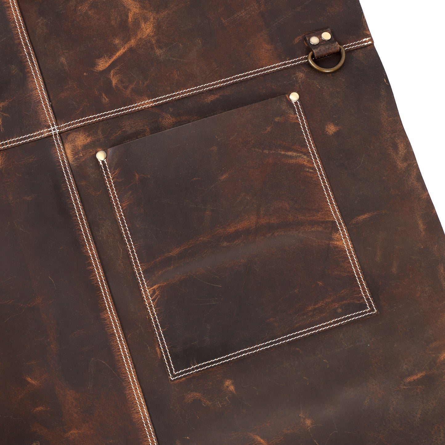 Premium Genuine Leather Brown Bib Apron