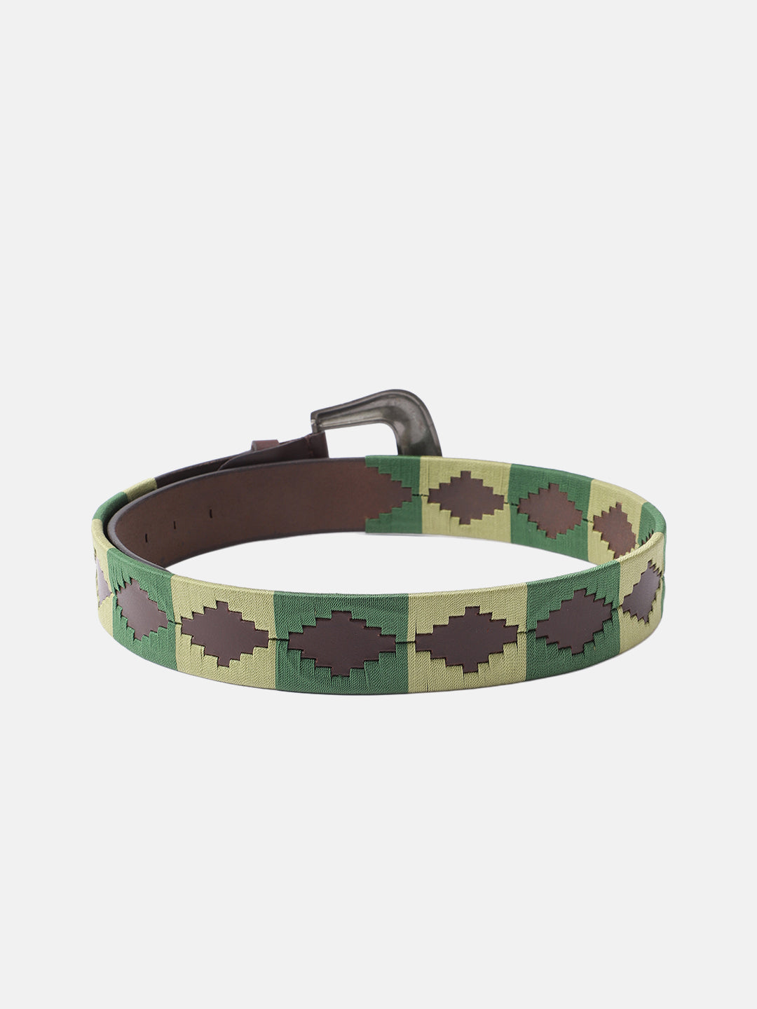 Unisex Handcrafted Leather Woven Green Buckle Artisan Casual Wear Accessory SKU: LB-868-28