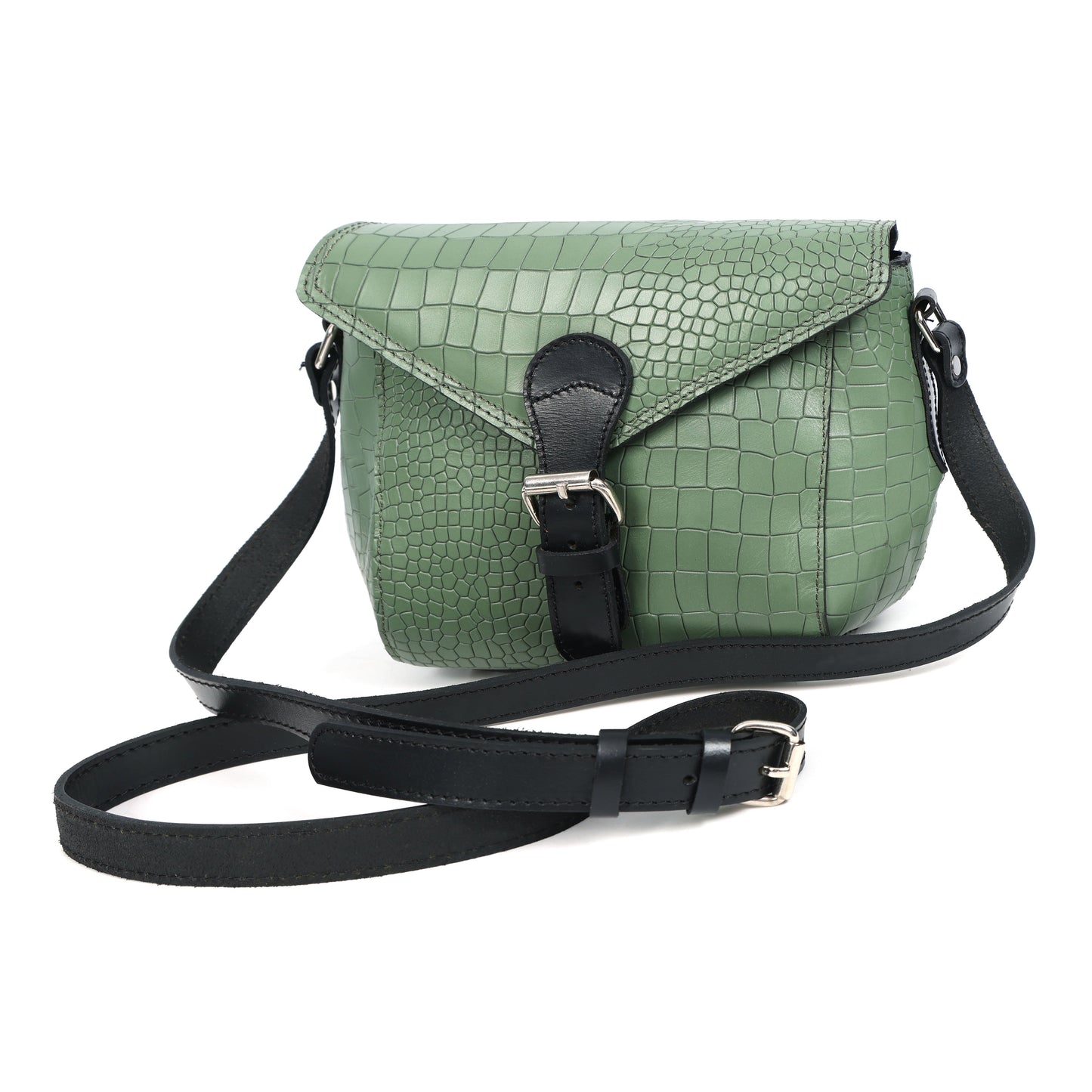 Elevate Your Style with Our Green Croco Leather Sling Bag. Art: BG-BG-1461 - Default Title