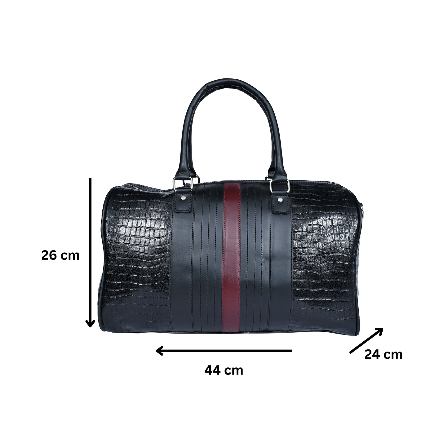  Black Color Pure Leather Duffel Bag for Travelling | Handmade Weekender Bag. Art: BG-1712
