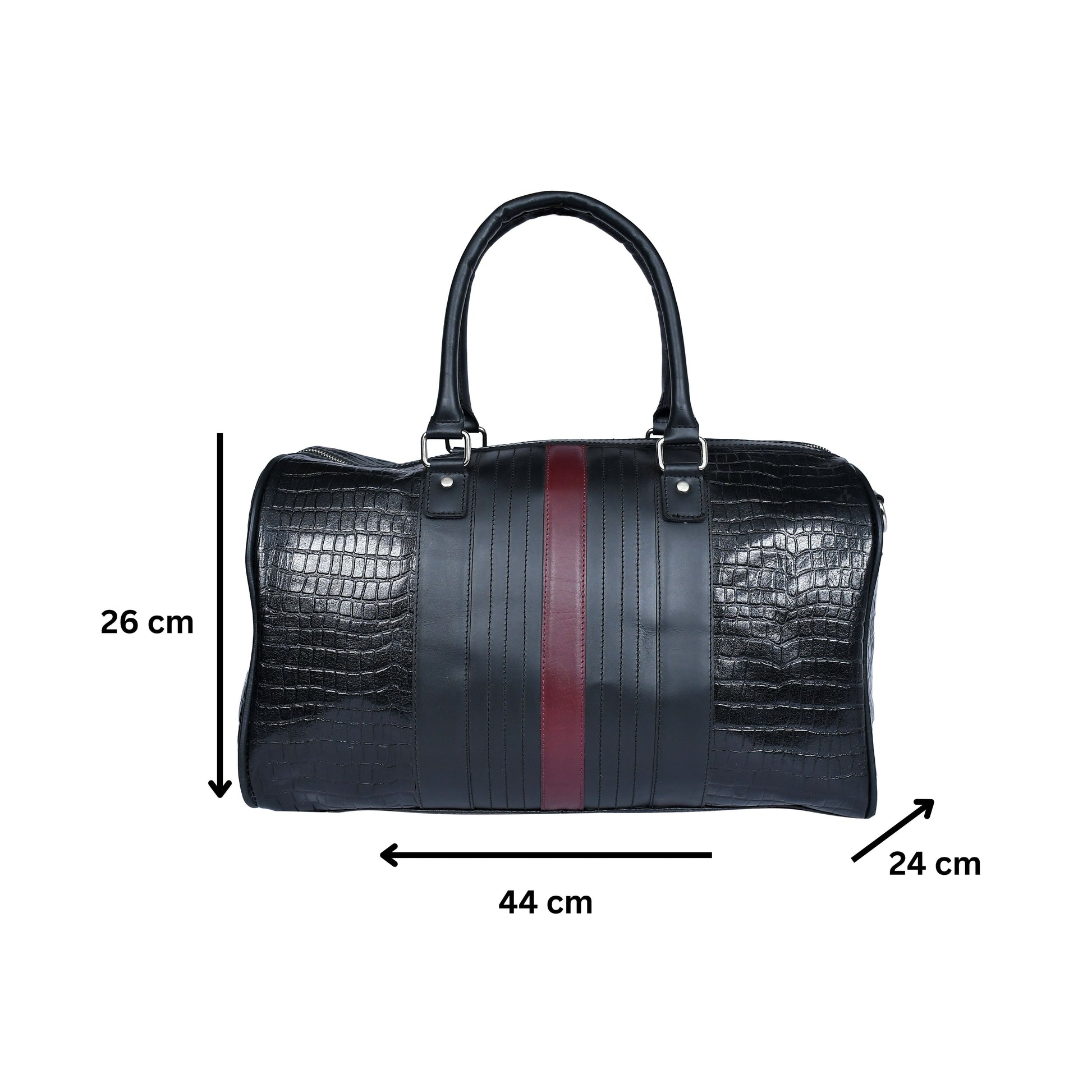  Black Color Pure Leather Duffel Bag for Travelling | Handmade Weekender Bag. Art: BG-1712