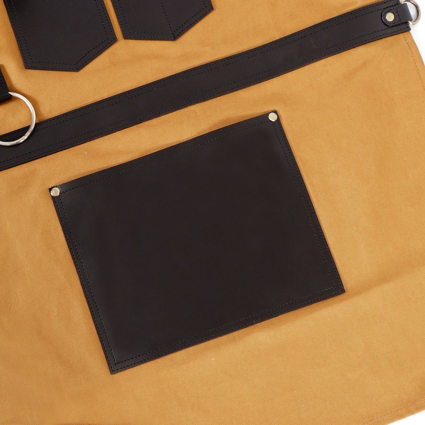 Premium Genuine Leather & Canvas Bib Apron – Yellow & Black Utility Design