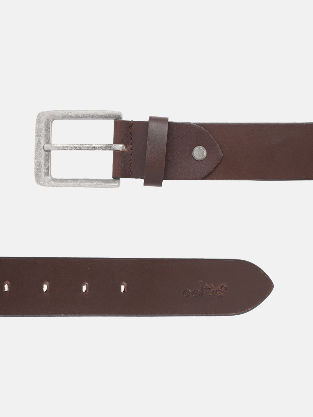 Unisex Genuine Leather Dark Brown Waist Accessory Antique Buckle Formal Casual Wear