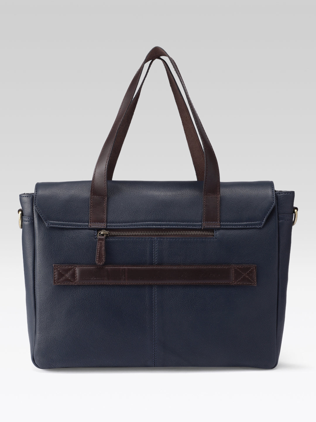 Premium Genuine Leather Office Laptop Bag with Tablet Sleeve & Adjustable Strap