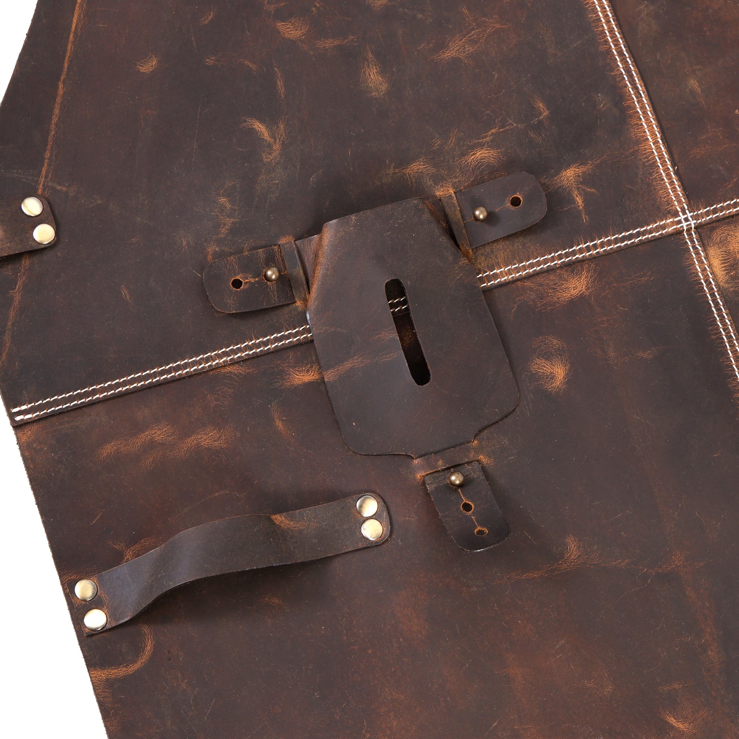 Premium Genuine Leather Brown Bib Apron
